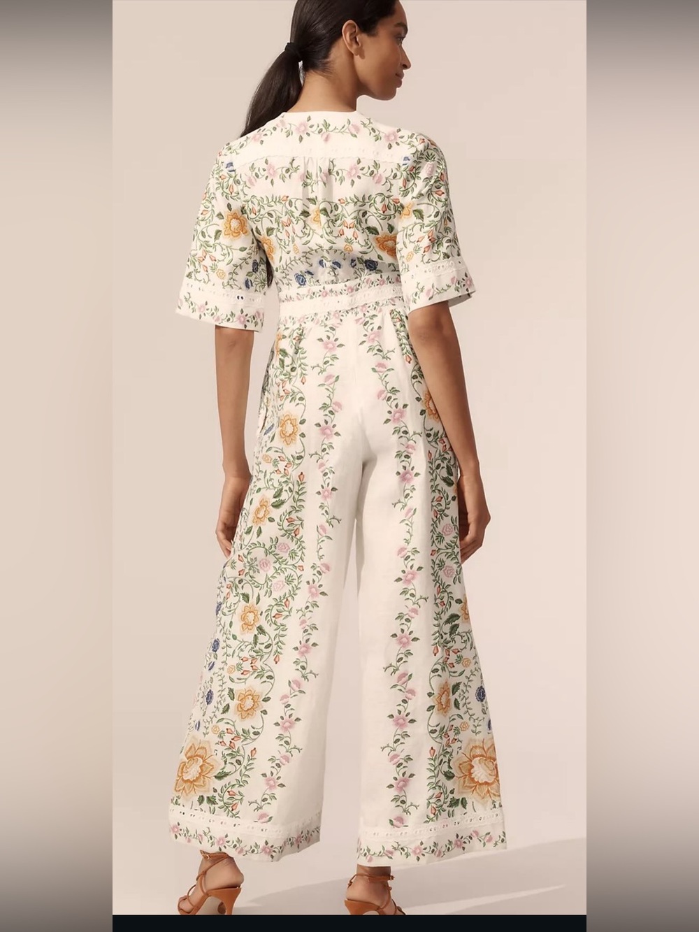 FARM Rio White Floral Embroidered Wide‑Leg Jumpsuit - Picture 3 of 4